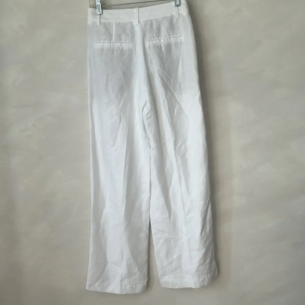 Aritzia White High-Waist Wide-Leg Linen Pants